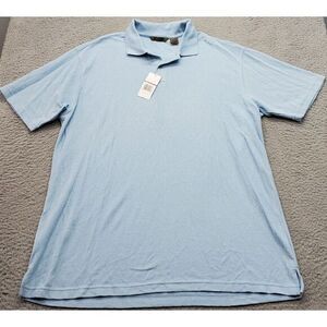 Axist Polo Shirt Men 2XL Blue Self Striped Cotton Golf Performance Collared Slit